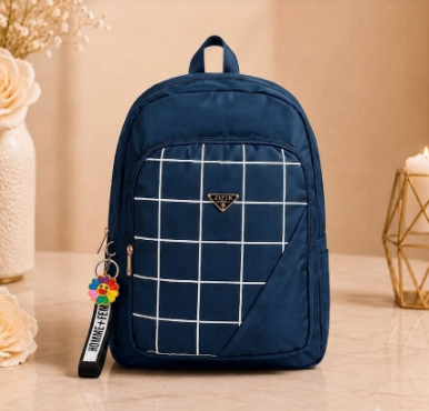 Stylish Grid Design Backpack – Spacious & Everyday Essential