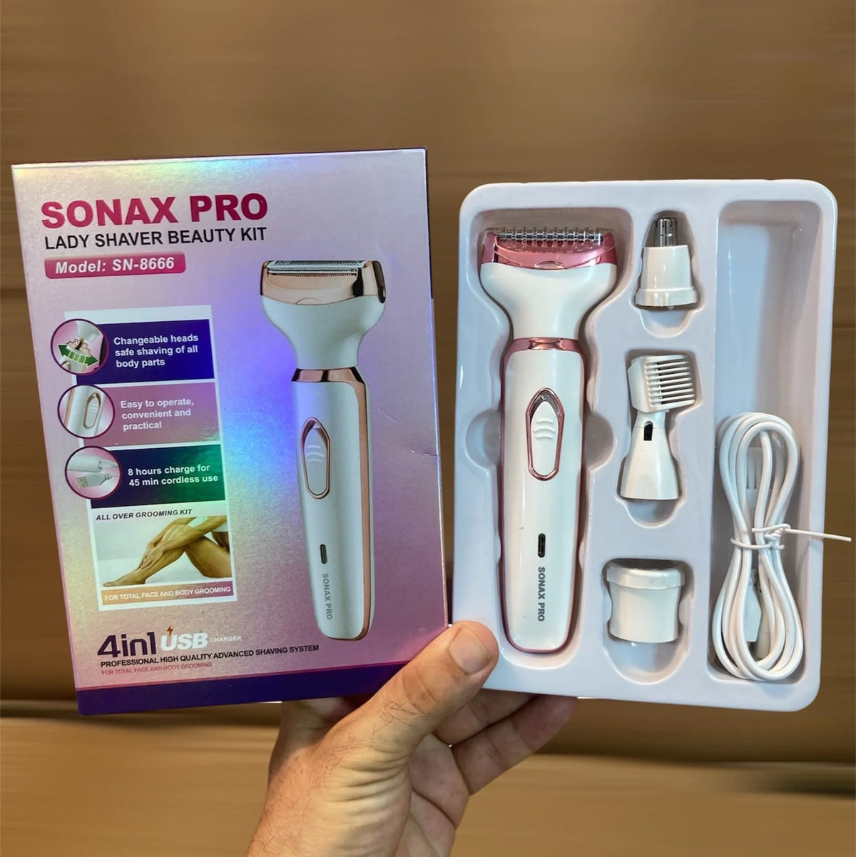 Rechargeable Ladies Shaver beauty kit with box packing