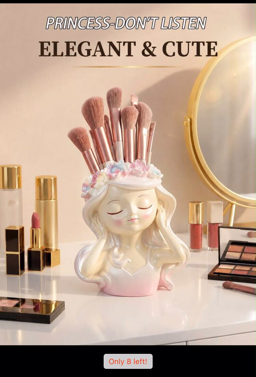 Princes-Shaped Cosmetic Storage Box – Makeup Brush Holder
