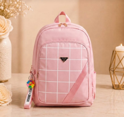Stylish Grid Design Backpack – Spacious &amp; Everyday Essential