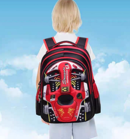 Racing Car Design Backpack – Stylish &amp; Spacious Kids School Bag