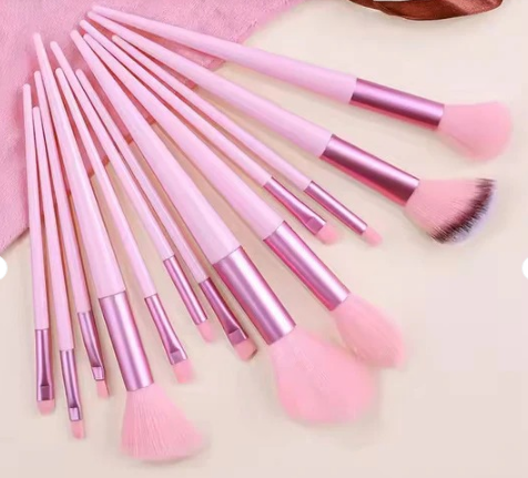 13 Pieces Soft Fluffy Makeup Brush Set - Cosmetics Brush Set - Makeup Brush Kit - Blush And Powder Brushes - Makeup Brushes For Foundation - Pink Color - Without Box