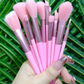 13 Pieces Soft Fluffy Makeup Brush Set - Cosmetics Brush Set - Makeup Brush Kit - Blush And Powder Brushes - Makeup Brushes For Foundation - Pink Color - Without Box