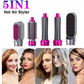 5 In 1 Electric Hair Dryer Brush | Blow Dryer Hair Comb Curling Wand Detachable Brush Kit Negative Ion Straightener Hair Curler ( Random Color)