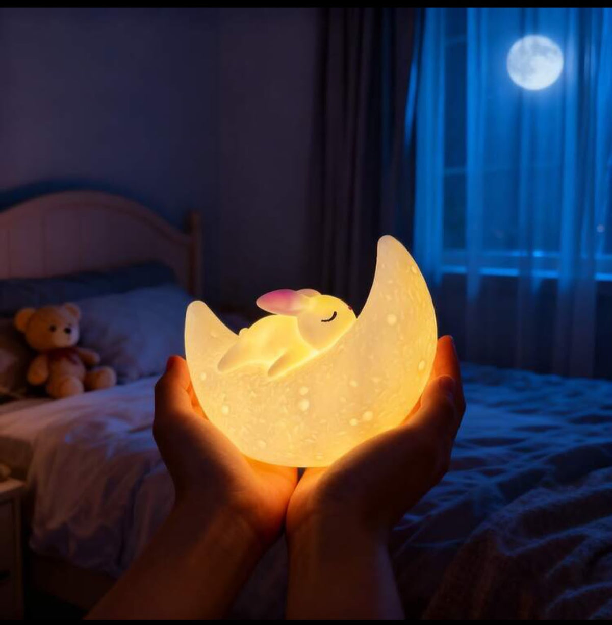 Crescent Moon Bunny Night Light