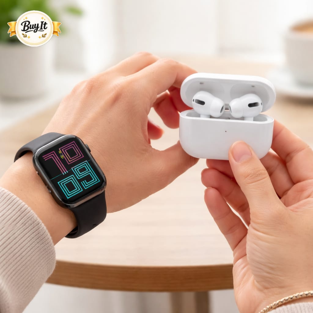 Bluetooth airpords and Smart Watch with 7 pairs of Belts