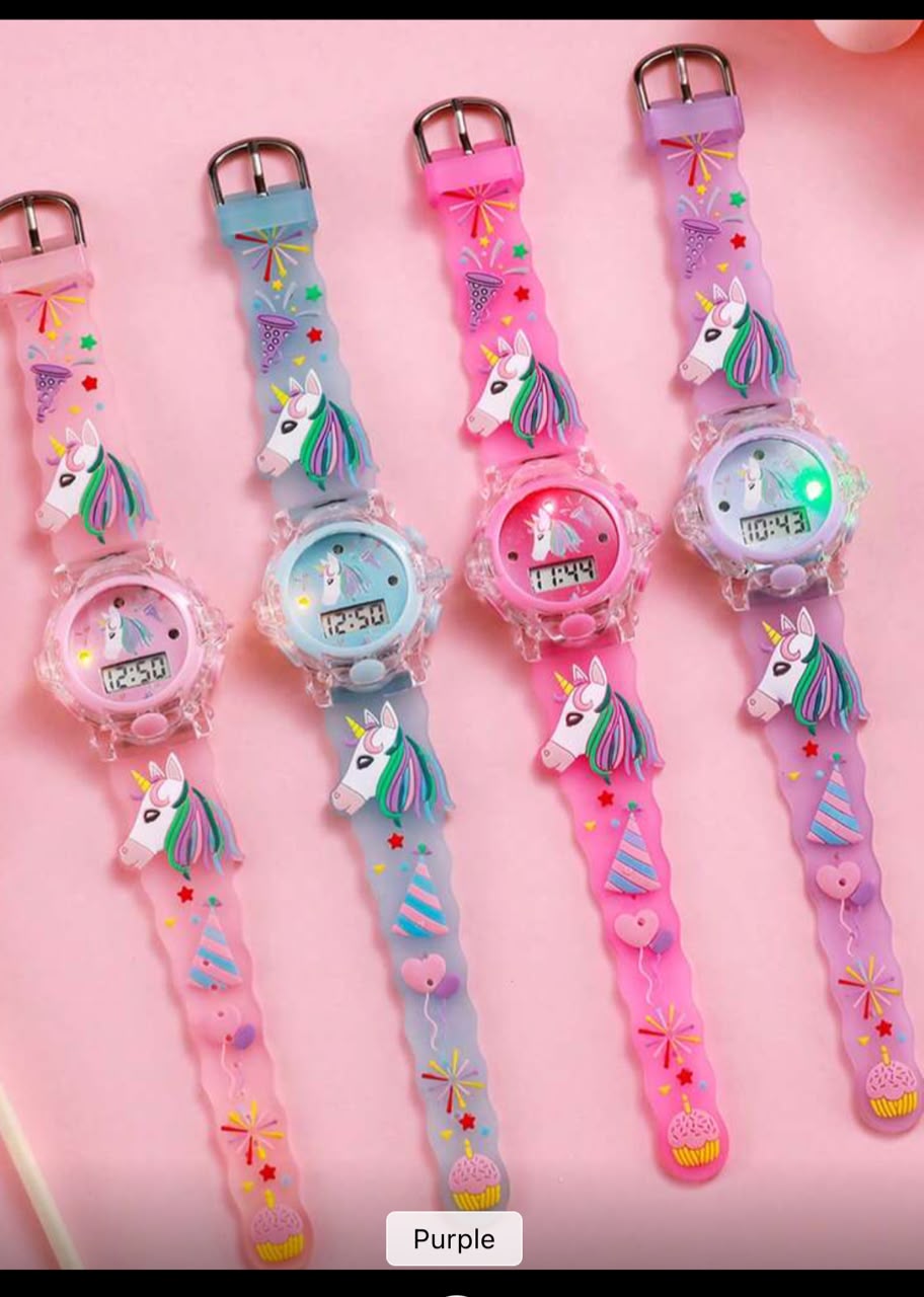 Unicorn Magic - LED Light Kids Watch for Girls | Cute Cartoon Silicone Strap |